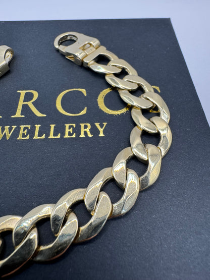 9ct Solid Gold Curb Bracelet 7.65” 11mm 29.4g