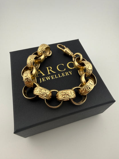 9ct Gold Belcher Bracelet 9" 18mm 66g