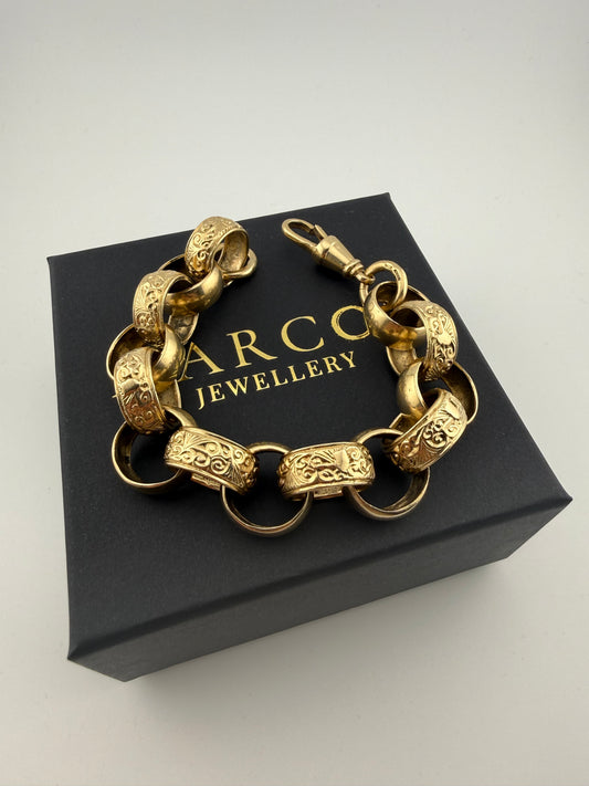 9ct Gold Belcher Bracelet 9" 18mm 66g