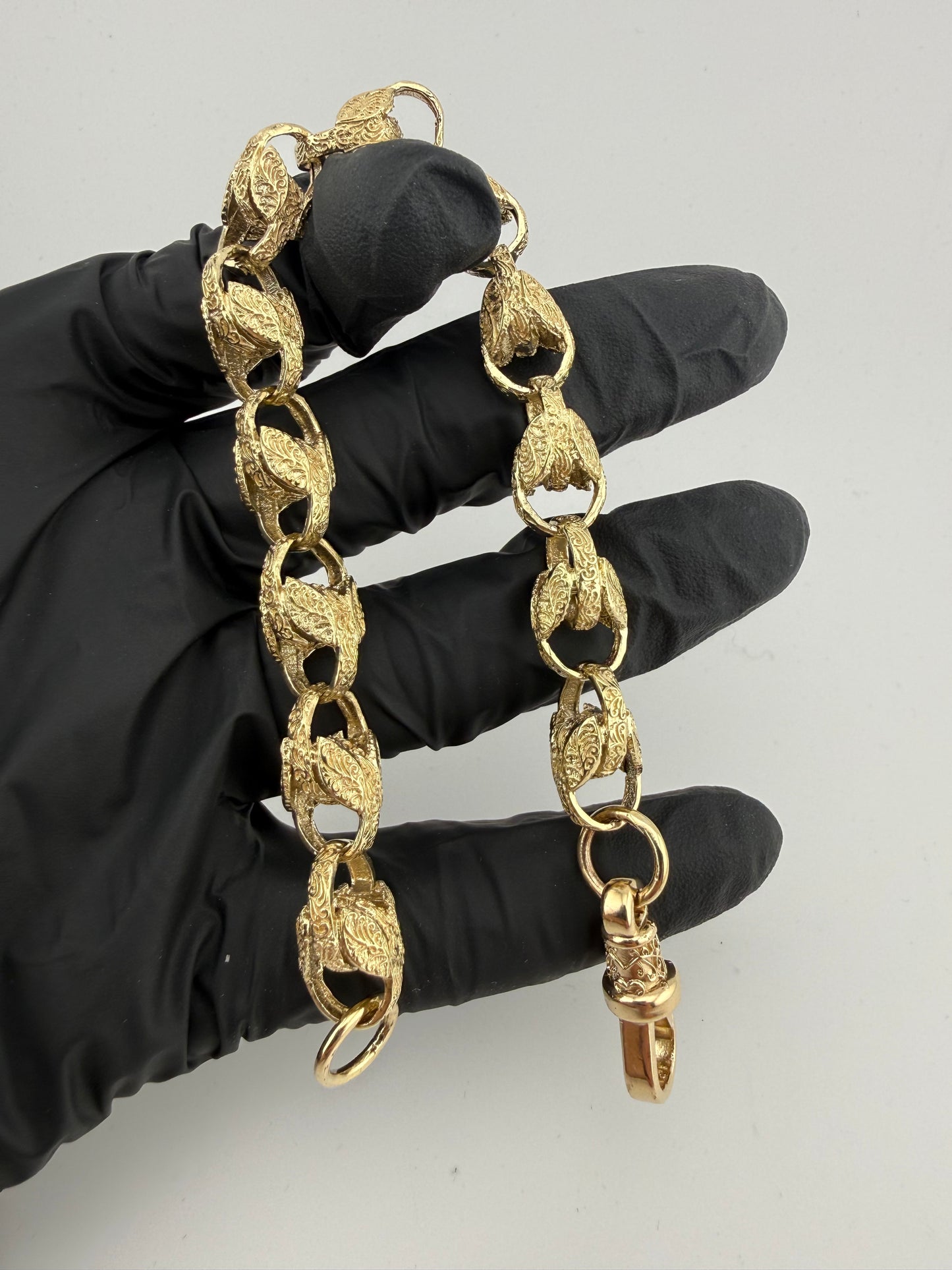 9ct Gold Tulip Bracelet 9.25" 11mm 33.1g