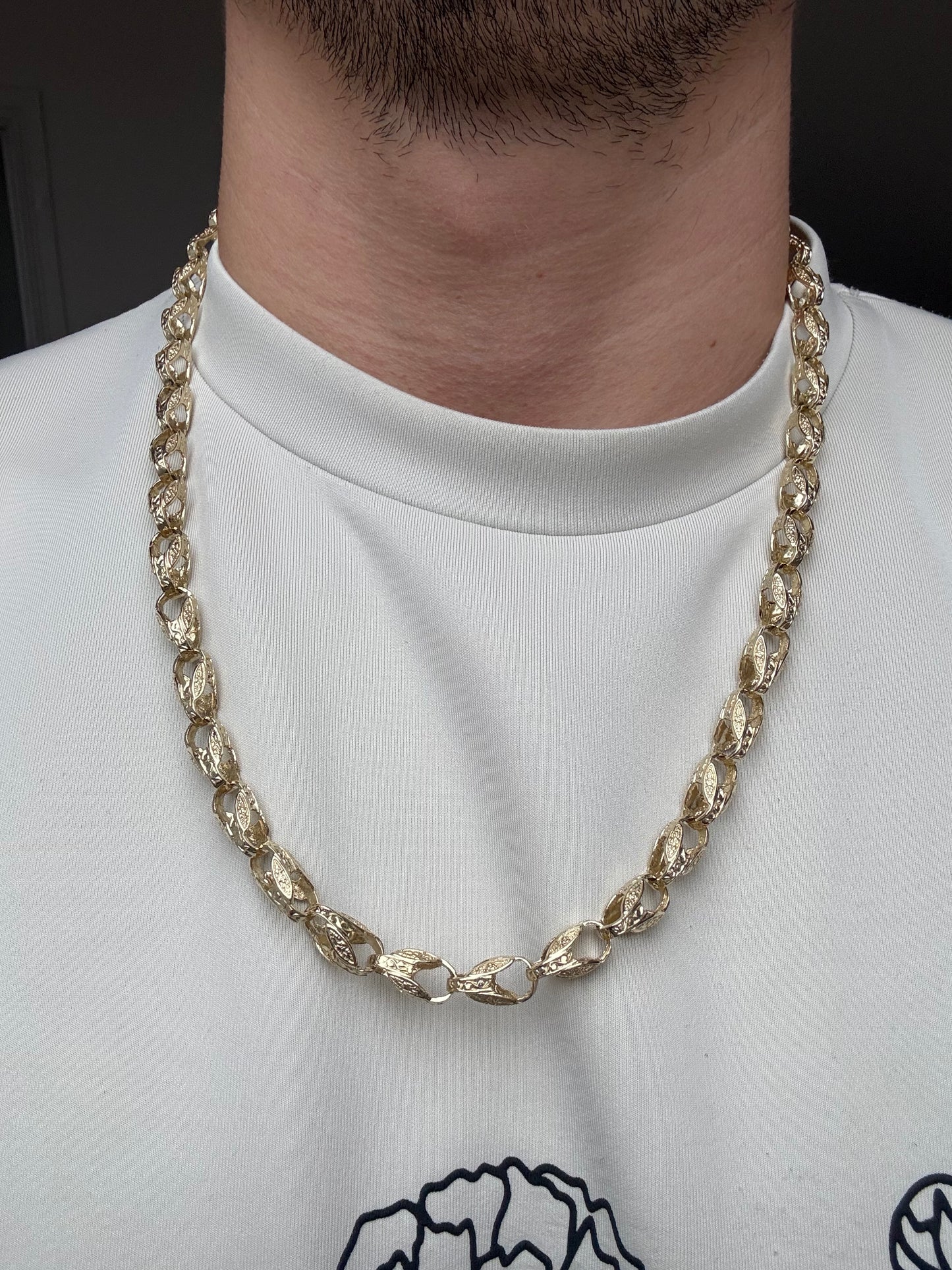 9ct Gold Tulip Chain 25.75" 8mm 59.46g