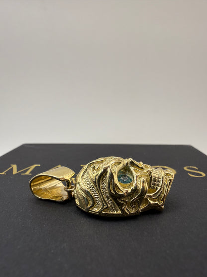 9ct Gold Skull Pendant 1.5" 19mm 6mm bale 7.4g