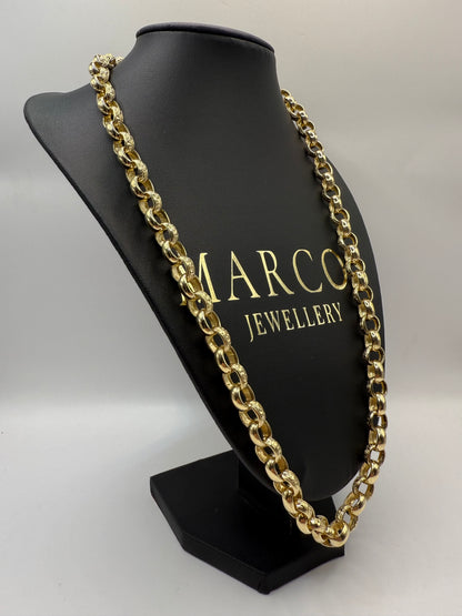 9ct Gold Oval Belcher Chain 24” 9/11mm 70.1g
