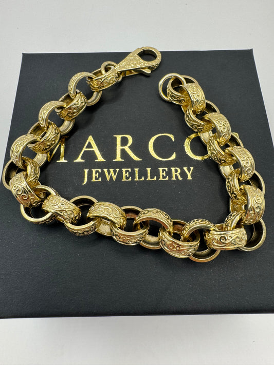 9ct Gold Belcher Bracelet 9.75” 12mm 55g
