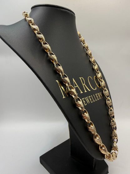 9ct Gold Tulip Chain 23.5" 8mm 77.49g
