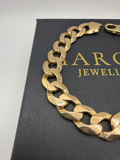 9ct Gold Curb Bracelet 9" 11/12mm 35.48g