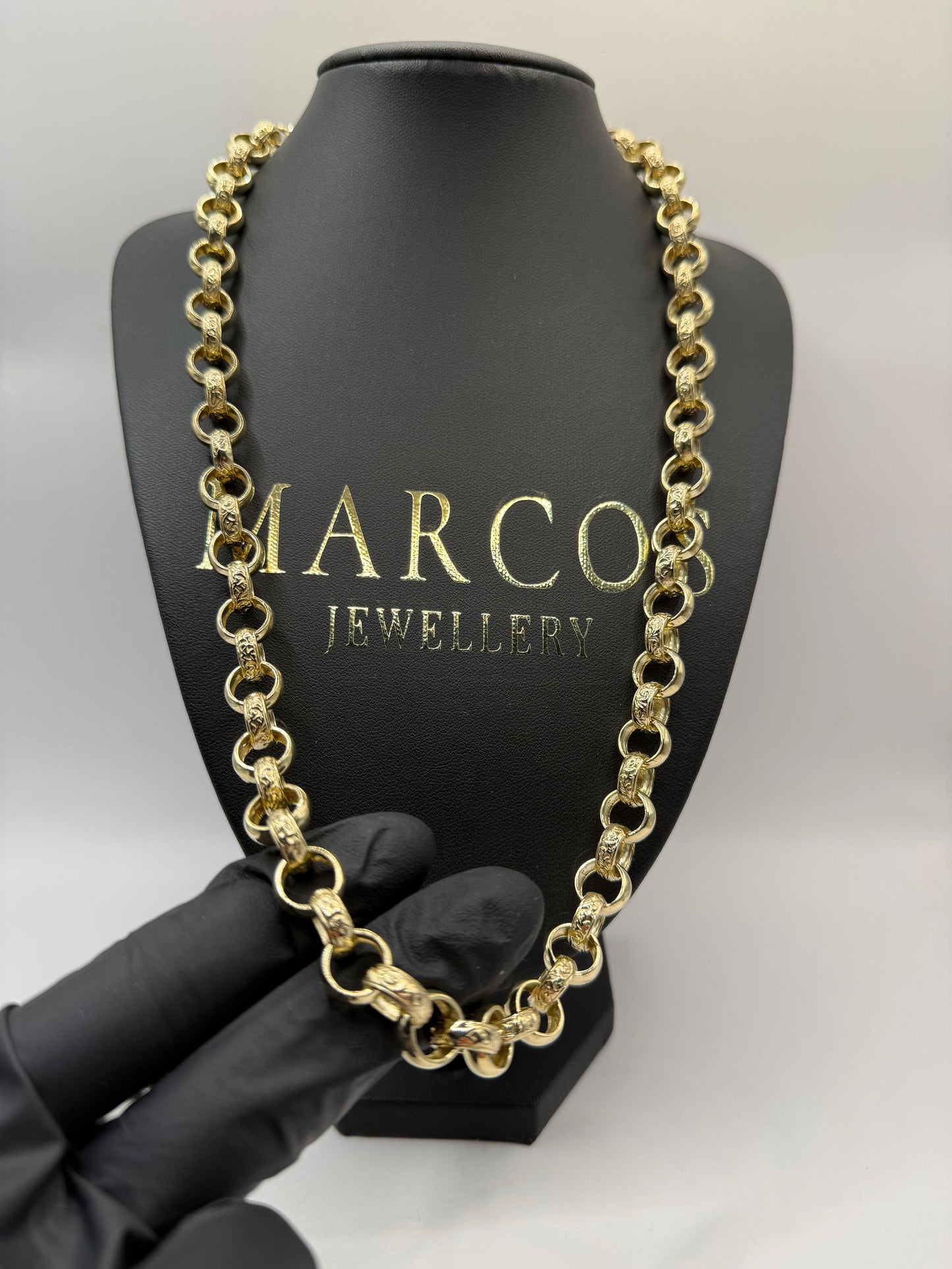 9ct Gold Belcher Chain 24.5" 11mm 77.36g