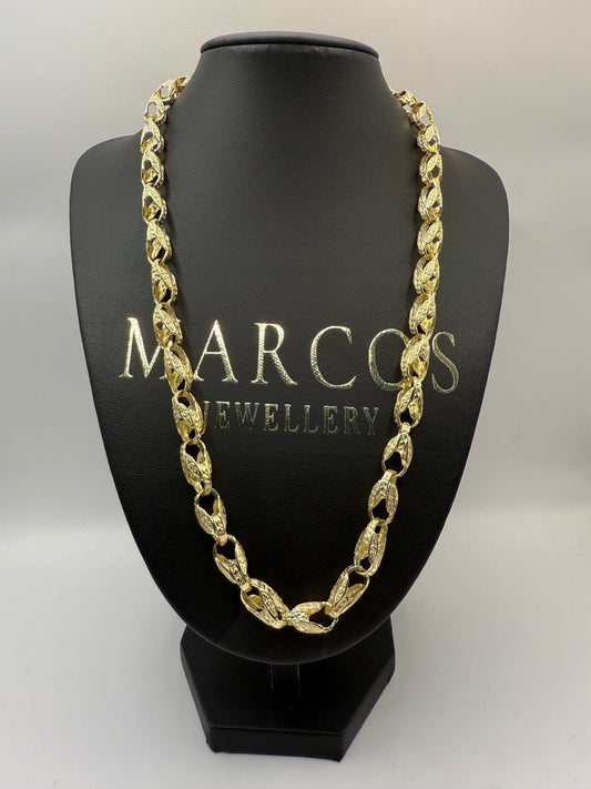 9ct Gold Tulip Chain 22.5” 8mm 50.4g