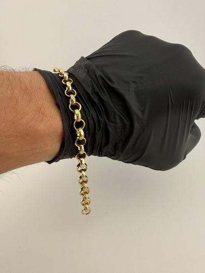 9ct Gold Belcher Bracelet 8.5” 7mm 14.62g
