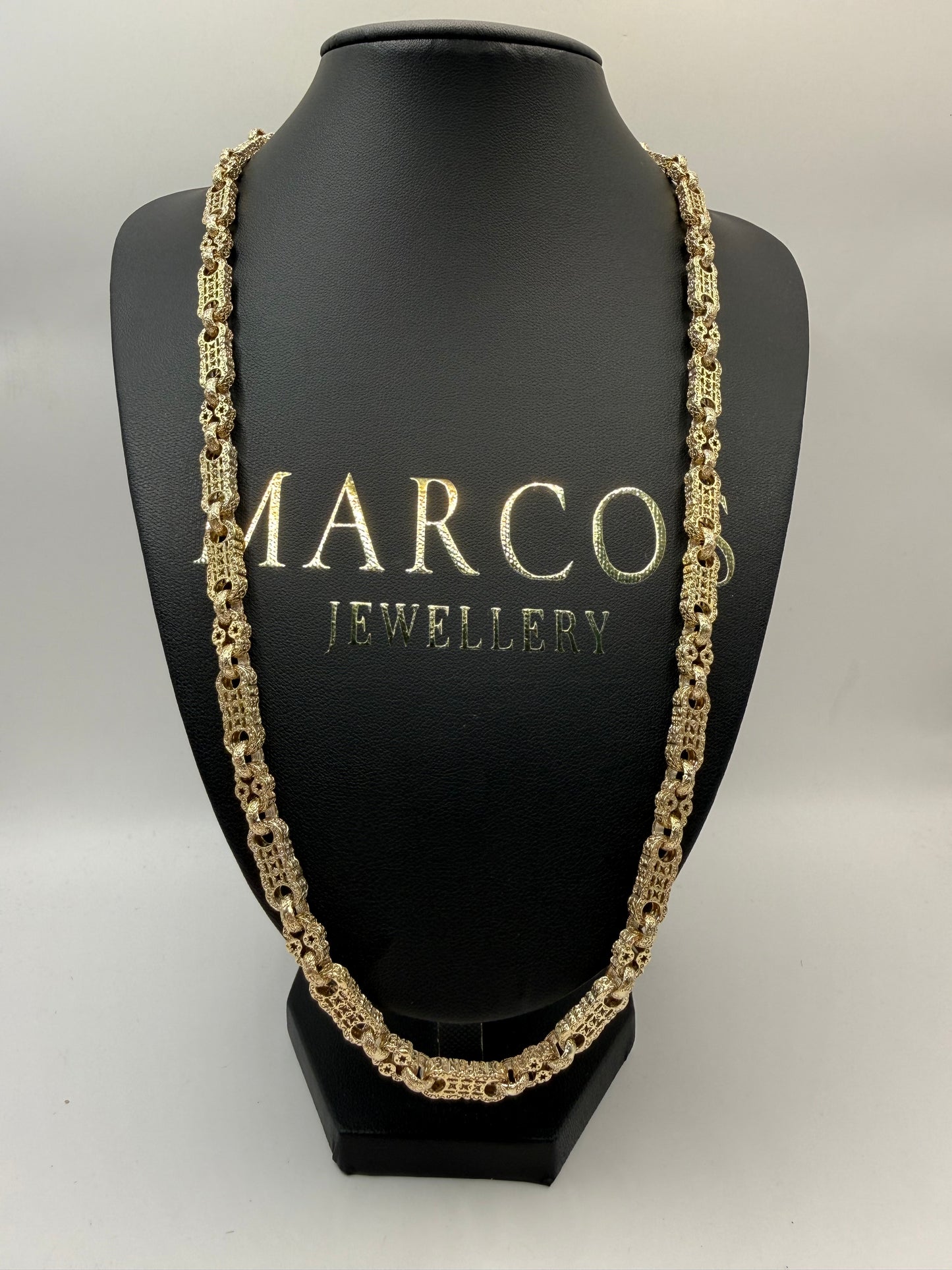 9ct Gold Stars & Bars Chain 24.5" 7mm 62.94g