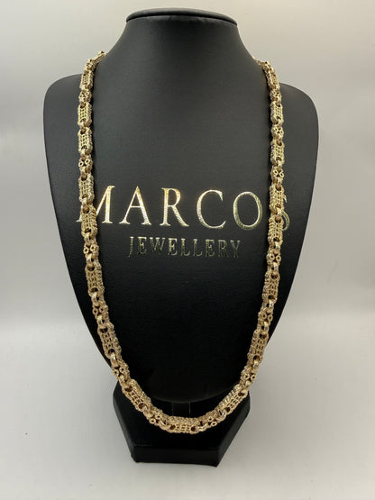 9ct Gold Stars & Bars Chain 24.5" 7mm 62.94g