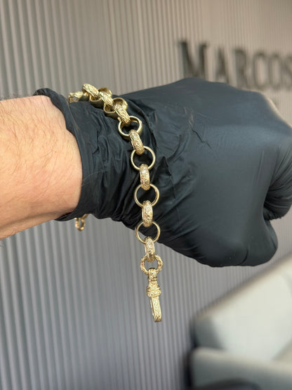 9ct Gold Belcher Bracelet 8.8" 12mm 30.9g