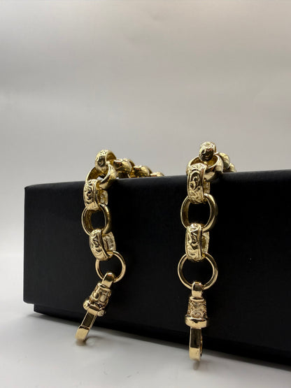 9ct Gold Belcher Bracelet 8.5" 10-11mm 24.3g