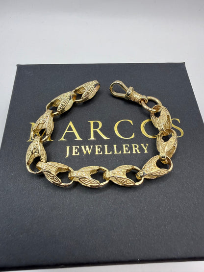 9ct Gold Tulip Bracelet 7" 8mm 17.3g