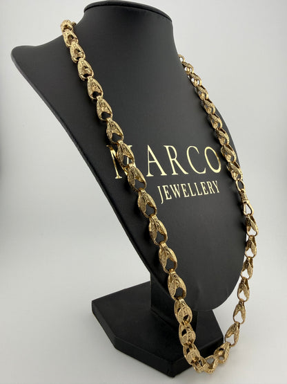 9ct Gold Tulip Chain 26.5” 8mm 65.4g