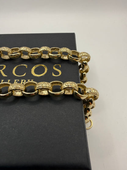 9ct Gold Belcher Bracelet 8.5" 10-11mm 24.3g