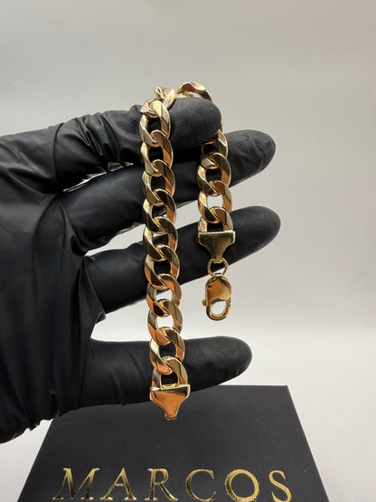 9ct Gold Curb Bracelet 8.1" 12mm 41.2g