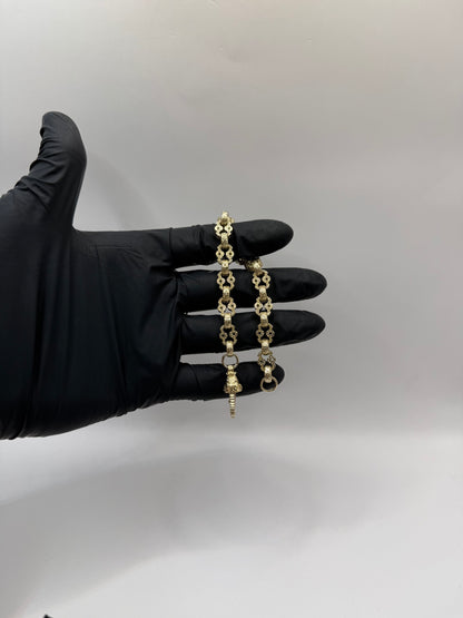 9ct Gold Stars & Belcher Bracelet 8.75" 9mm 26.96g