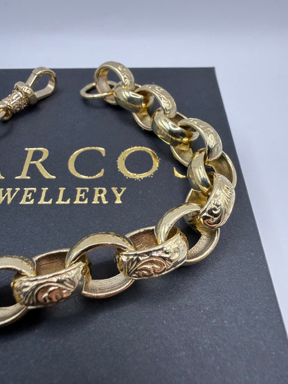 9ct Gold Belcher Bracelet 9.25" 12mm 49.89g