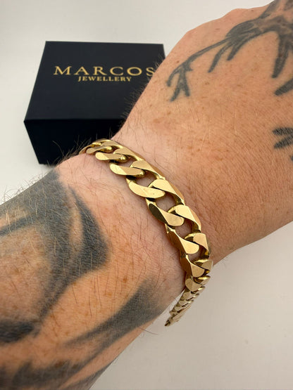 9ct Gold Curb Bracelet 8.75" 11.5mm 35.5g