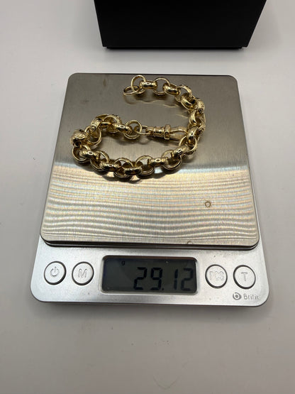 9ct Gold Belcher Bracelet 9.6" 10-11mm 29.1g