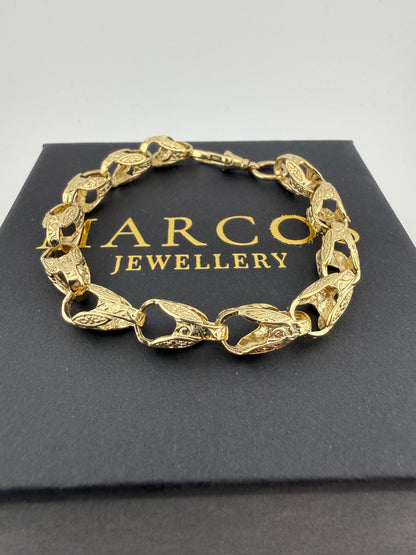 9ct Gold Tulip Bracelet 8.25" 8mm 18.75g