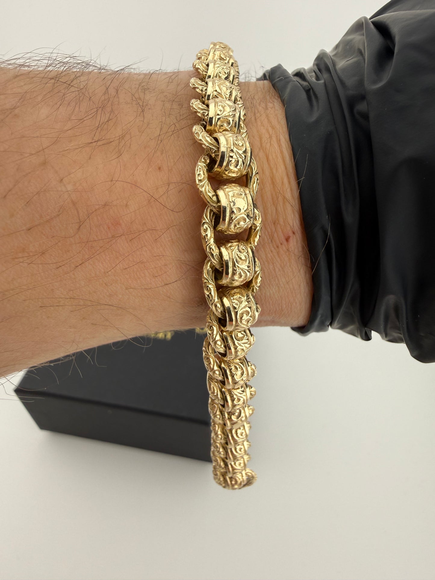 9ct Gold Roller Ball Bracelet 7.65" 10mm 41.2g