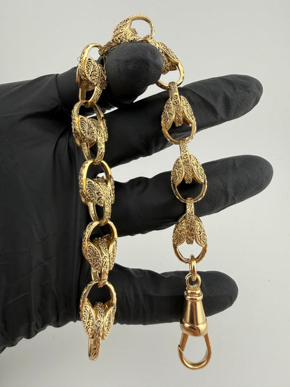 9ct Gold Tulip Bracelet 9.5" 12mm 40.2g