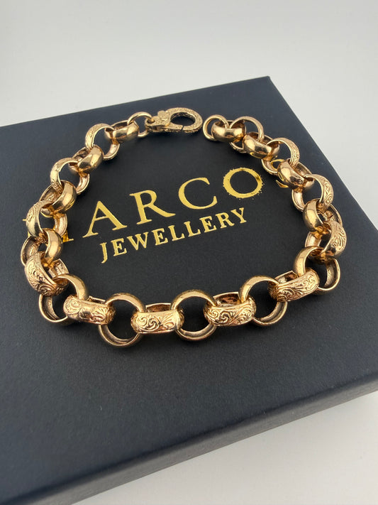 9ct Gold Belcher Bracelet 8.5" 11mm 27.5g