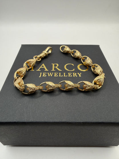 9ct Gold Tulip Bracelet 8" 8mm 25.88g