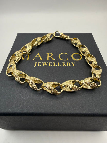 9ct Gold Tulip Bracelet 9.25" 8/9mm 22.21g