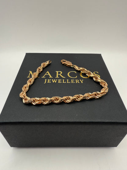9ct Solid Gold Rope Bracelet 8" 5-6mm 18.59g