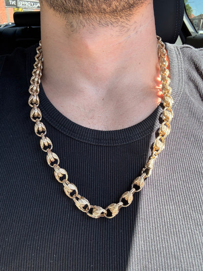 9ct Gold Tulip Chain 28.5" 11mm 120g