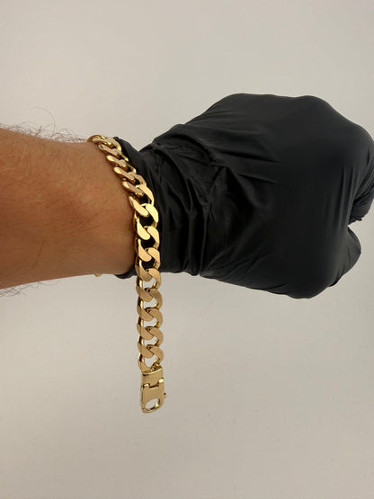 9ct Gold Curb Bracelet 8.75” 11mm 37.6g