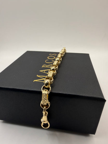 9ct Gold Gypsy Bracelet 7.5" 8mm 19.06g