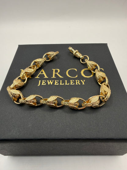 9ct Gold Tulip Bracelet 8" 8mm 24.49g