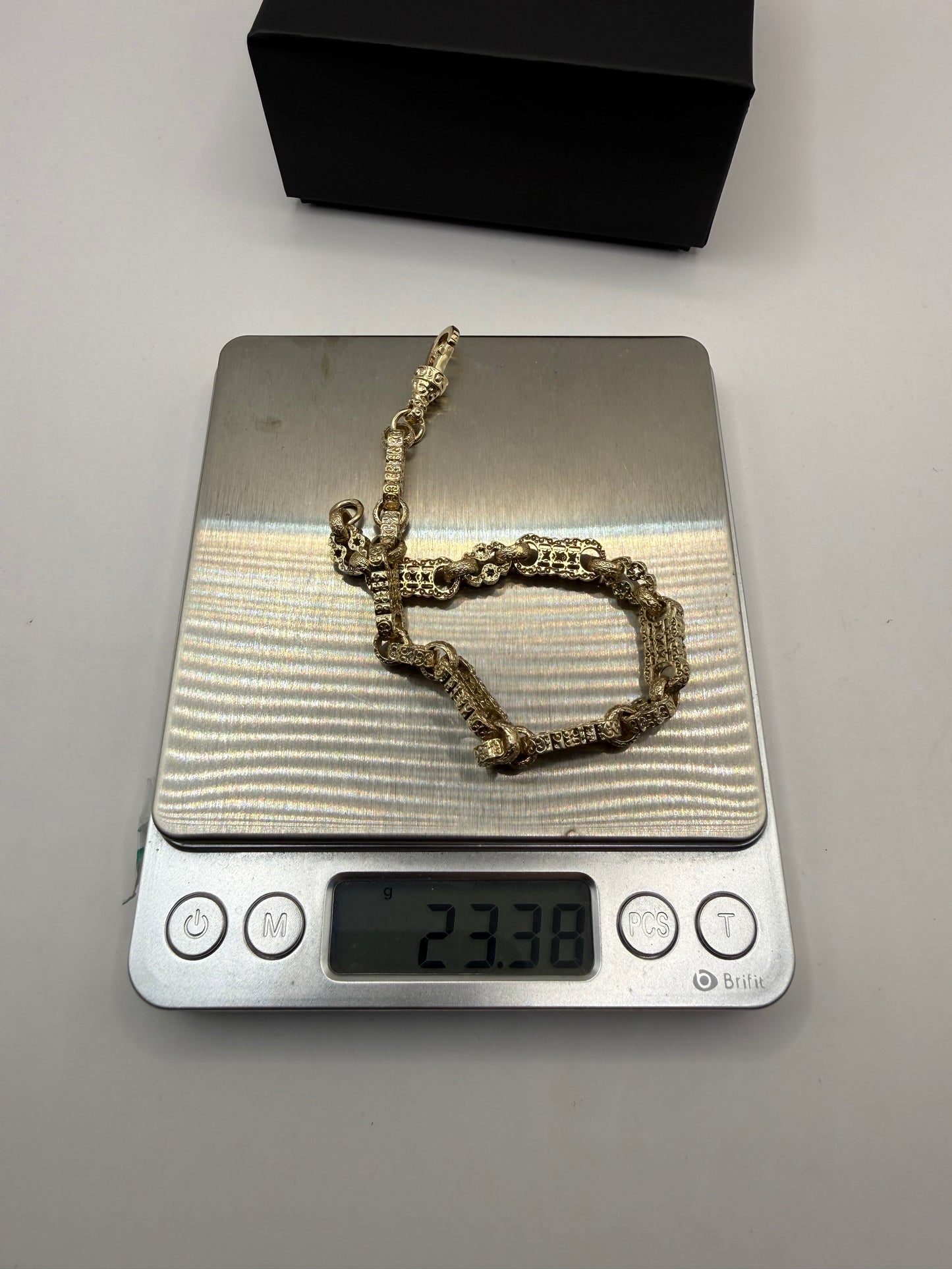 9ct Gold Stars & Bars Bracelet 9" 7mm 23.38g