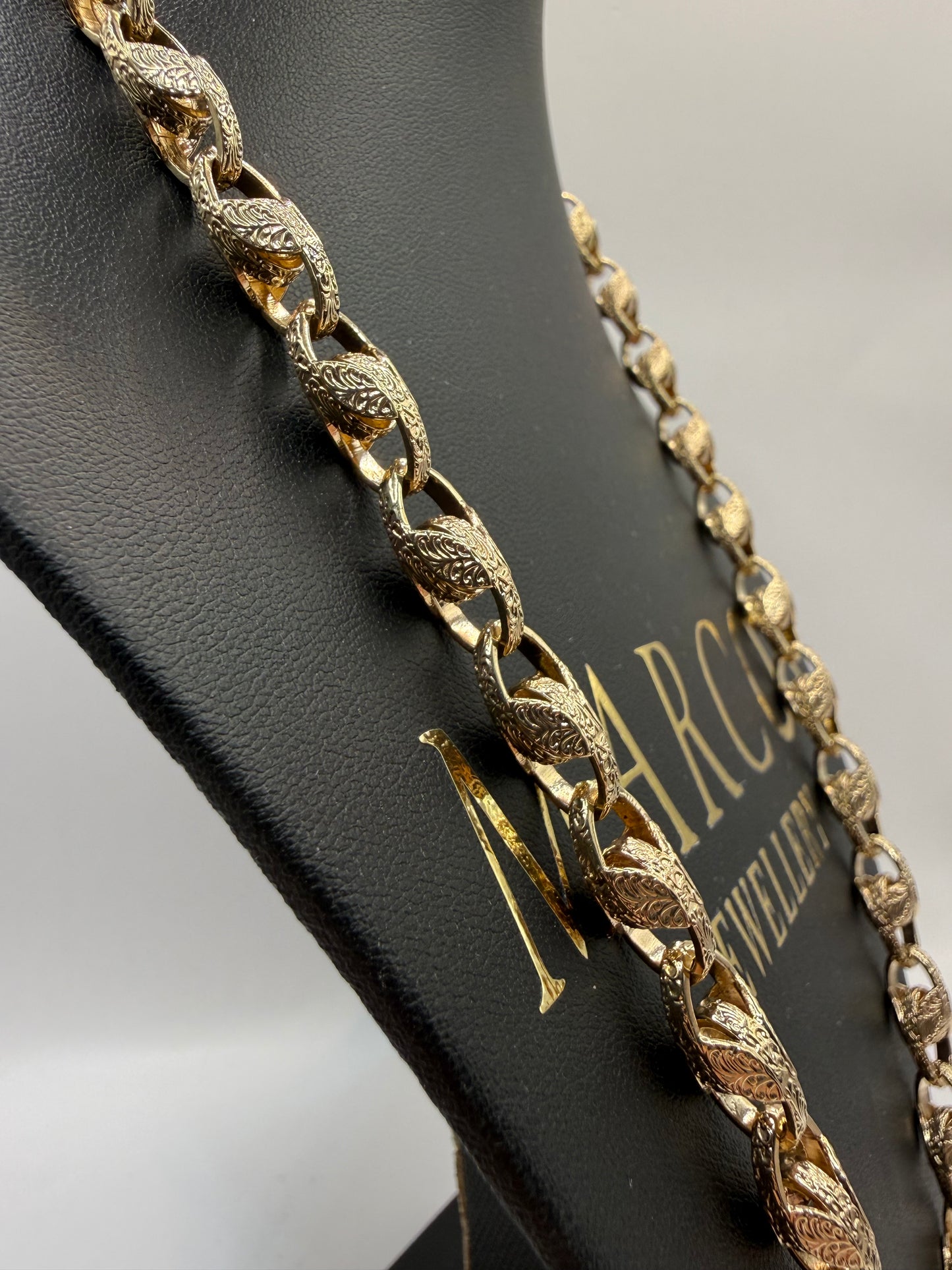 9ct Gold Tulip Chain 23.5" 8mm 77.49g