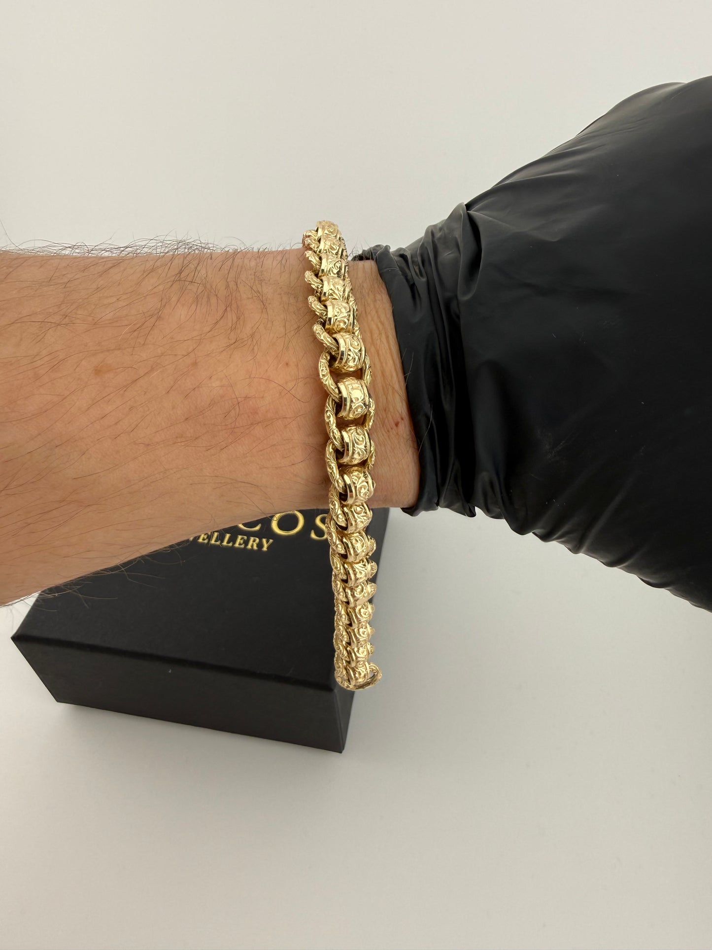 9ct Gold Roller Ball Bracelet 7.65" 10mm 41.2g