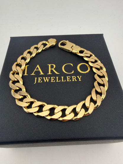9ct Gold Curb Bracelet 8.75” 11mm 37.6g