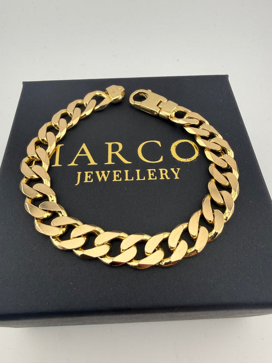 9ct Gold Curb Bracelet 8.75” 11mm 37.6g