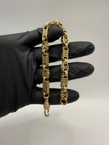 9ct Gold Stars & Bars Bracelet 9.25" 9mm 28.23g