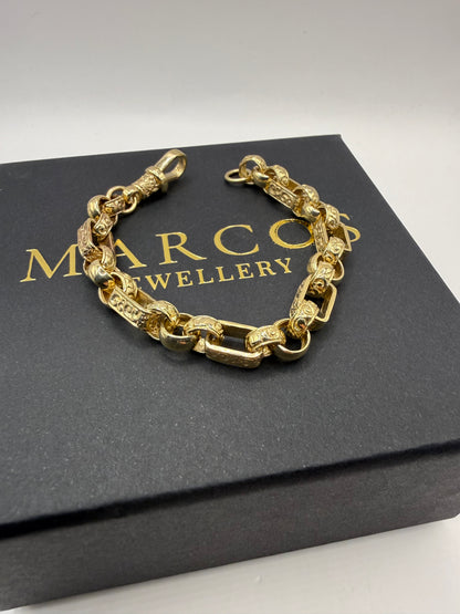 9ct Gold Gypsy Bracelet 6.75" 7.5mm 17.8g