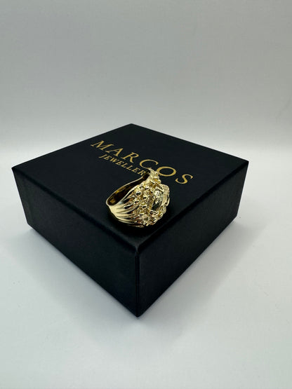 9ct Gold Keeper X Horse Face Ring Size Y 16.45g
