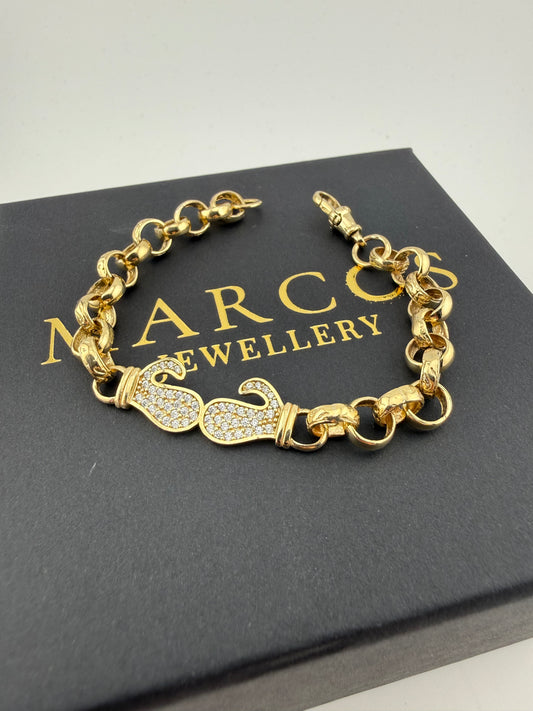 9ct Gold Boxing Glove Belcher Bracelet 7.1" 7.5mm 11.1g