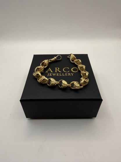 9ct Gold Tulip Bracelet 9" 11mm 34.4g