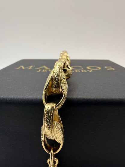 9ct Gold Tulip Bracelet 8.75" 9mm 26.6g