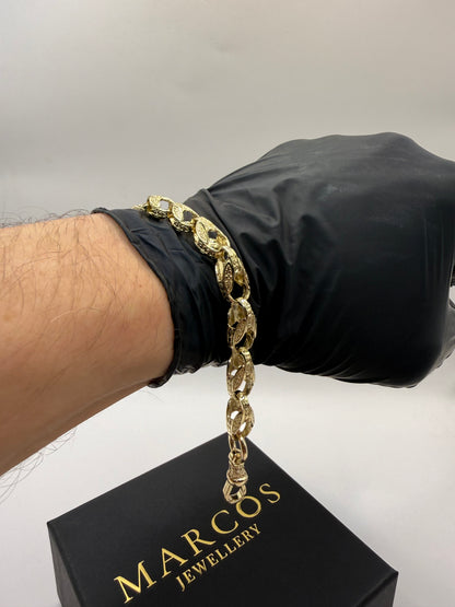 9ct Gold Tulip Bracelet 8.25" 8mm 20.4g