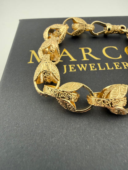 9ct Gold Tulip Bracelet 7.9" 11MM 35.35G