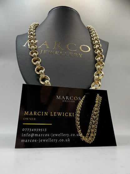 9ct Gold Belcher Chain 24.5" 11mm 77.36g